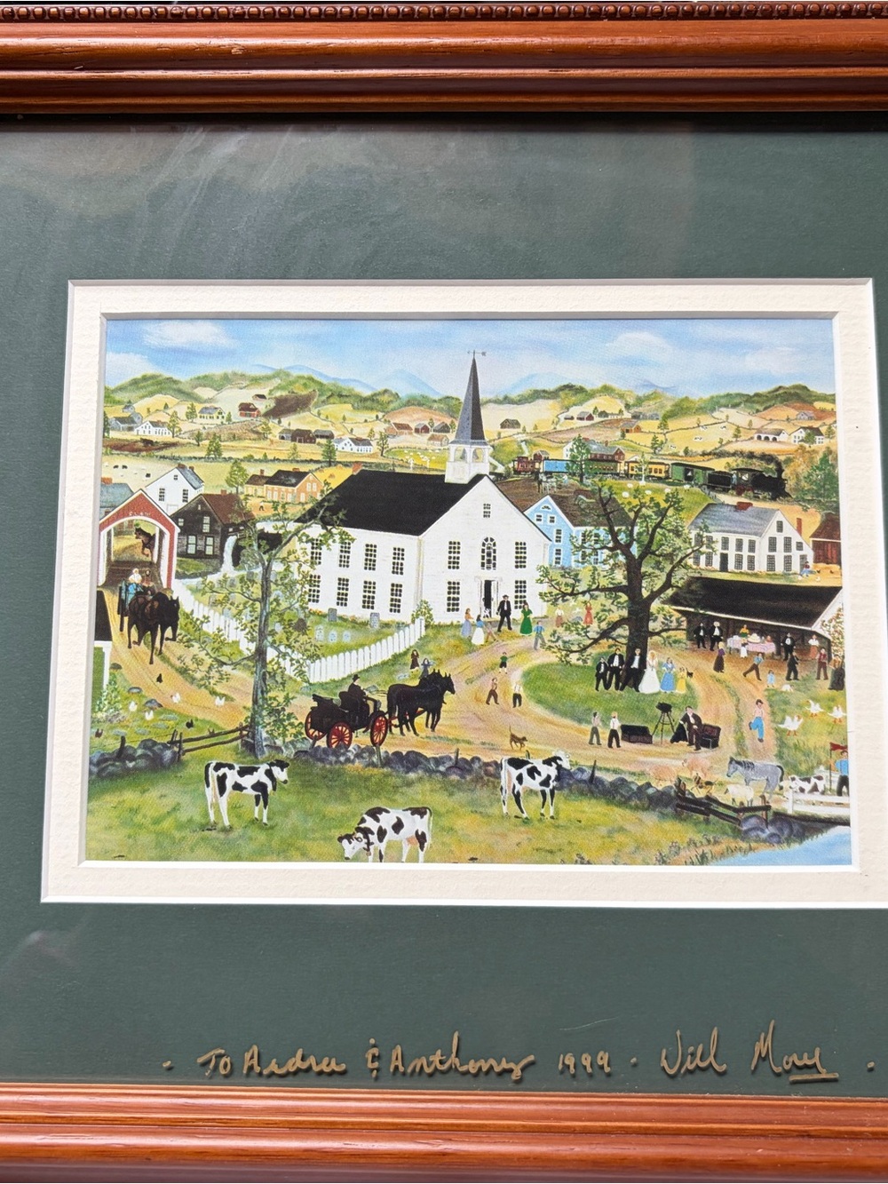 Vintage Folk Art Pastoral Will Moses signed Print